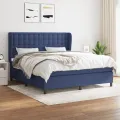 cadre de lit avec matelas Bleu 180x200 cm Tissu