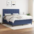 cadre de lit avec matelas Bleu 180x200 cm Tissu