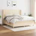 cadre de lit avec matelas Crème 180x200 cm Tissu
