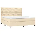 cadre de lit matelas et LED Crème 180x200 cm Tissu
