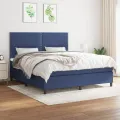 cadre de lit avec matelas Bleu 180x200 cm Tissu