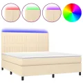 cadre de lit et matelas et LED Crème 180x200cm Tissu
