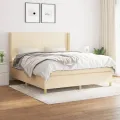 cadre de lit avec matelas Crème 180x200 cm Tissu
