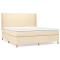 cadre de lit avec matelas Crème 180x200 cm Tissu