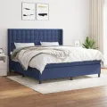 cadre de lit avec matelas Bleu 160x200 cm Tissu