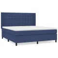 cadre de lit avec matelas Bleu 160x200 cm Tissu