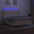 cadre de lit matelas et LED Crème 180x200 cm Tissu
