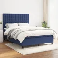 cadre de lit avec matelas Bleu 140x190 cm Tissu