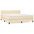 cadre de lit avec matelas Crème 160x200 cm Tissu