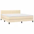 cadre de lit avec matelas Crème 160x200 cm Tissu