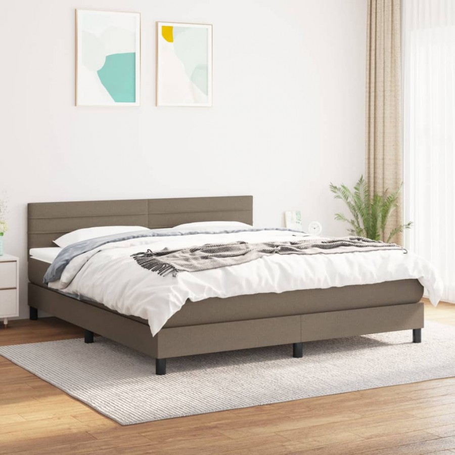 Sommier à lattes de lit avec matelas Taupe 180x200 cm Tissu