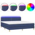 cadre de lit avec matelas LED Bleu 180x200 cm Tissu