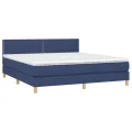 cadre de lit avec matelas LED Bleu 180x200 cm Tissu