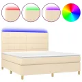 cadre de lit et matelas et LED Crème 180x200cm Tissu