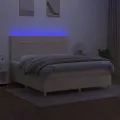 cadre de lit et matelas et LED Crème 180x200cm Tissu