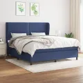 cadre de lit avec matelas Bleu 180x200 cm Tissu