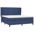 cadre de lit avec matelas Bleu 180x200 cm Tissu