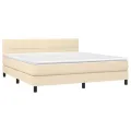 cadre de lit avec matelas Crème 180x200 cm Tissu