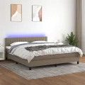 cadre de lit avec matelas LED Taupe 160x200 cm Tissu