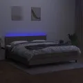 cadre de lit avec matelas LED Taupe 160x200 cm Tissu