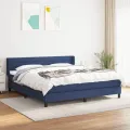 cadre de lit avec matelas Bleu 160x200 cm Tissu