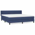 cadre de lit avec matelas Bleu 160x200 cm Tissu