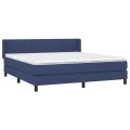 cadre de lit avec matelas Bleu 160x200 cm Tissu