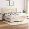 cadre de lit avec matelas Crème 180x200 cm Tissu