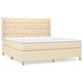 cadre de lit avec matelas Crème 180x200 cm Tissu