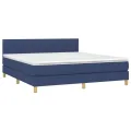 cadre de lit avec matelas LED Bleu 160x200 cm Tissu