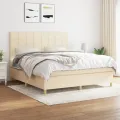 cadre de lit avec matelas Crème 180x200 cm Tissu