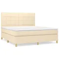 cadre de lit avec matelas Crème 180x200 cm Tissu