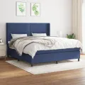 cadre de lit avec matelas Bleu 160x200 cm Tissu