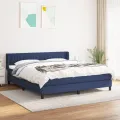cadre de lit avec matelas Bleu 160x200 cm Tissu