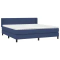 cadre de lit avec matelas Bleu 160x200 cm Tissu