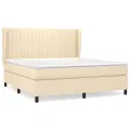 cadre de lit avec matelas Crème 160x200 cm Tissu