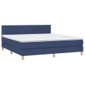 cadre de lit avec matelas LED Bleu 160x200 cm Tissu