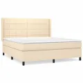 cadre de lit avec matelas Crème 180x200 cm Tissu