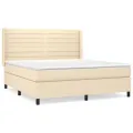 cadre de lit avec matelas Crème 160x200 cm Tissu