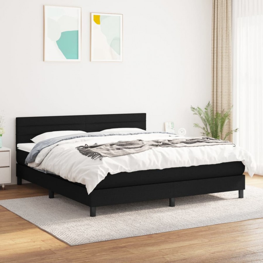 cadre de lit avec matelas Noir 180x200 cm Tissu