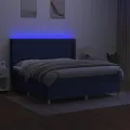 cadre de lit matelas et LED Bleu 160x200 cm Tissu