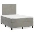cadre de lit et matelas gris clair 120x190cm velours