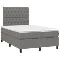 cadre de lit avec matelas gris foncé 120x190cm tissu