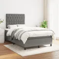 cadre de lit avec matelas gris foncé 120x190cm tissu