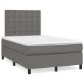 cadre de lit avec matelas gris 120x190 cm similicuir