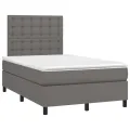 cadre de lit avec matelas gris 120x190 cm similicuir