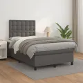 cadre de lit avec matelas gris 120x190 cm similicuir