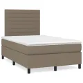 cadre de lit avec matelas taupe 120x190 cm tissu