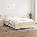 cadre de lit avec matelas crème 120x190 cm tissu
