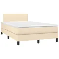 cadre de lit avec matelas crème 120x190 cm tissu